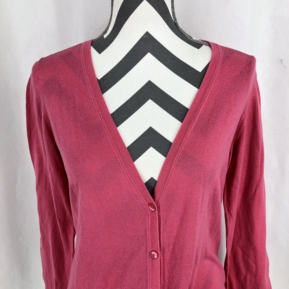 Ann Taylor Loft Button Up Pink Cardigan Long Sleeve Pima Cotton Sweater Large